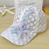 Elegant Lace-Trimmed Breathable Baseball Cap With Flower Embroidcery & Faux Pearls - Adjustable & Chic For Every Woman