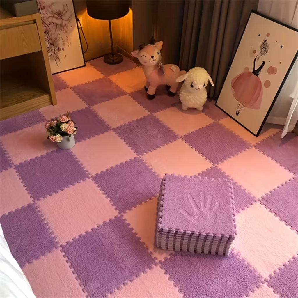 4-20 Piece Plush Baby Interlocking Floor Mats Thickened Warm Non-slip Suitable for Bedrooms Living Rooms and Kitchens