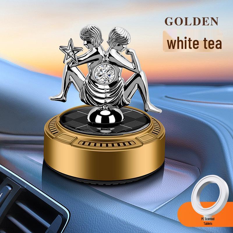 Solar-Powered Rotating Car Air Freshener with Angel's Glow Deodorizer Ornament