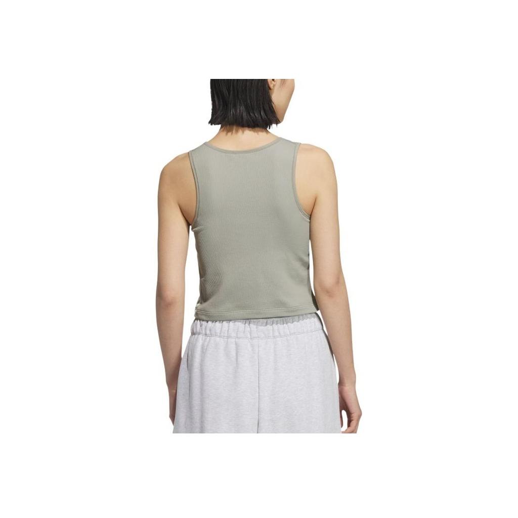 Adidas Originals 3-Stripes Top Padded Tank Fashion Casual Striped Sleeveless Sports Vest Women Tops Pebble-Grey KB6419