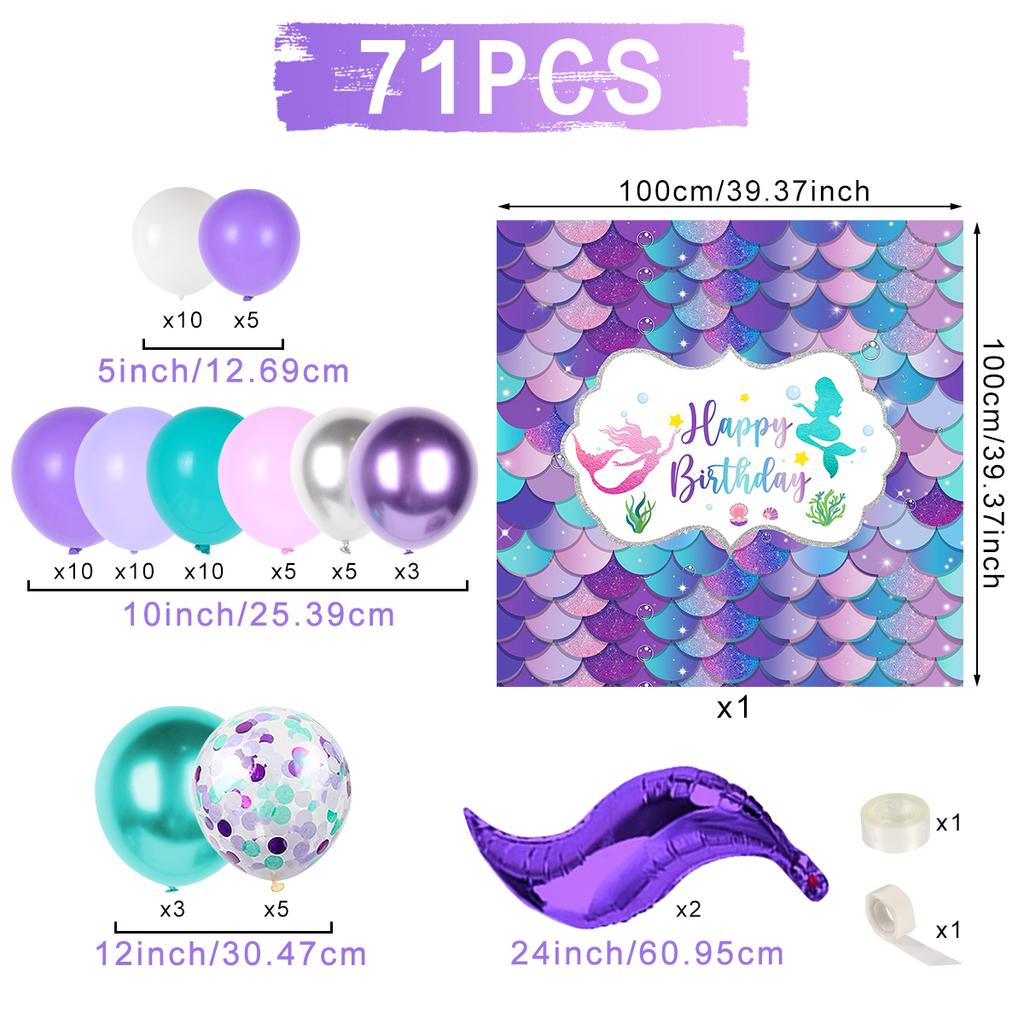 Macaron Purple Green Blue Latex Balloons Mermaid Arche Ballon Anniversaire Happy Birthday Globos Party Decoration Girl Arch Kit