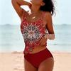 New Plus Size Swimsuit Multi-print Flower Tankini Split Swimsuit Women's Swimsuit Sexy Triangle High