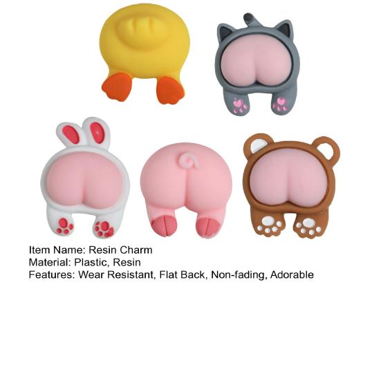 5ks Resin Charm Cartoon Big Diy Flat Bear Back Prase Roztomilá kočka Funny Butt Pryskyřice Dekor