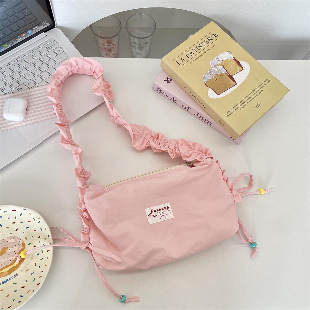 Versatile 2025 Pleated Canvas Shoulder & Crossbody Bag for Girls