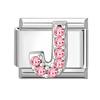 1pz Micro Intarsiato Zirconia Rosa Full Zircone 26 Lettere Inglesi Fascino Italiano Adatto Bracciale in Acciaio Inossidabile da 9mm Gioielli Fai da Te