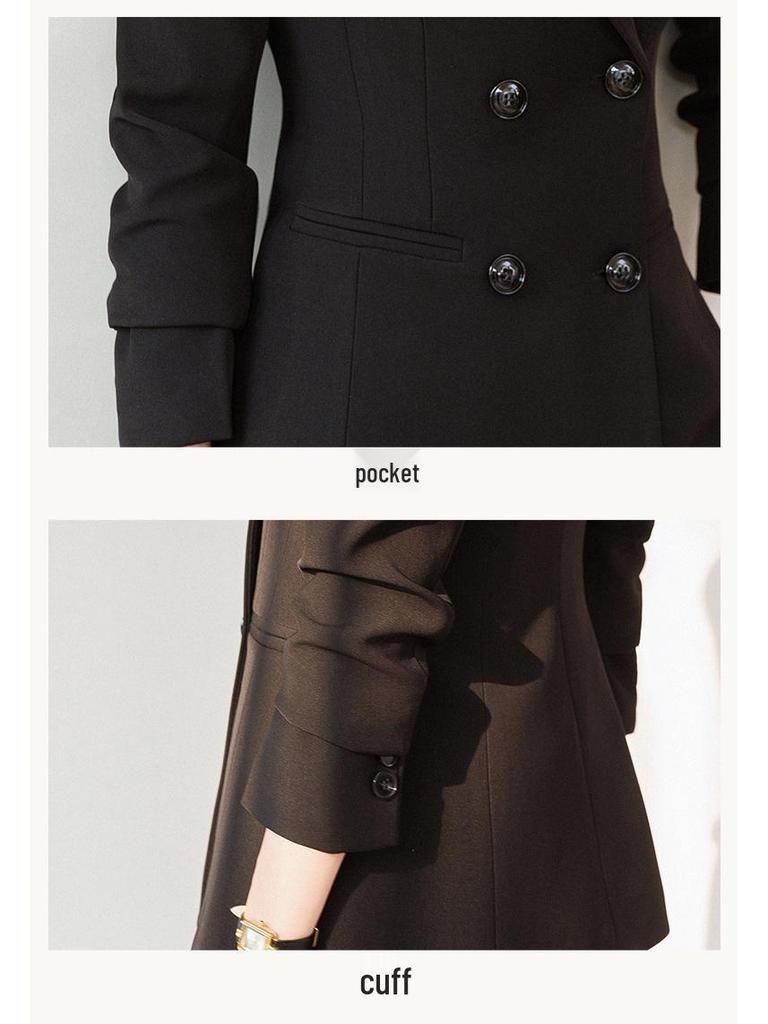 Women's Black Suit Set: Spring-Autumn Formal Workwear for Professional Occasions.