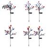 Solar Star Stake Lights 4th of July Garden Lights Red White Blue Outdoor Powered Decorations String Waterproof Flexible Design Patriotic Flag