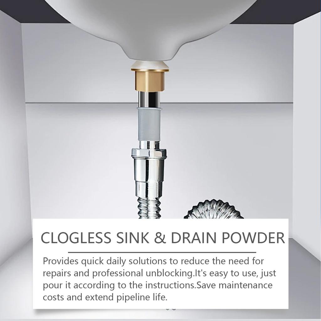 Rohrreinigungspulver – Pulver zum Reinigen, Auflösen und Beseitigen von verstopften Rohren in Bad und Küche sowie zur Geruchsbeseitigung