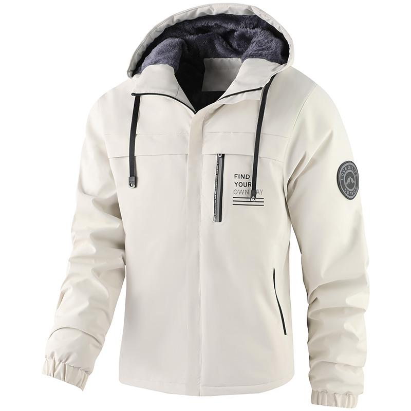 New Cotton Jacket Men's Fashion Trend Hooded with Plush Insulation, Temperature Locking, Windproof and Waterproof Men's Clothing