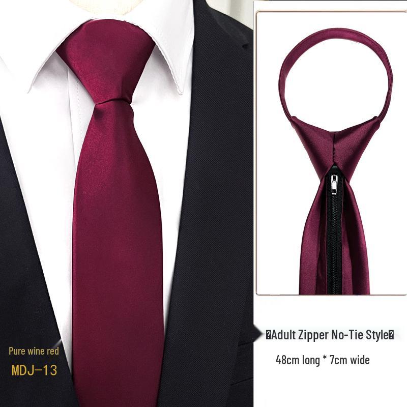 Men's 7cm Easy-Pull Zipper Tie, 1200-Needle Yarn-Dyed Polyester