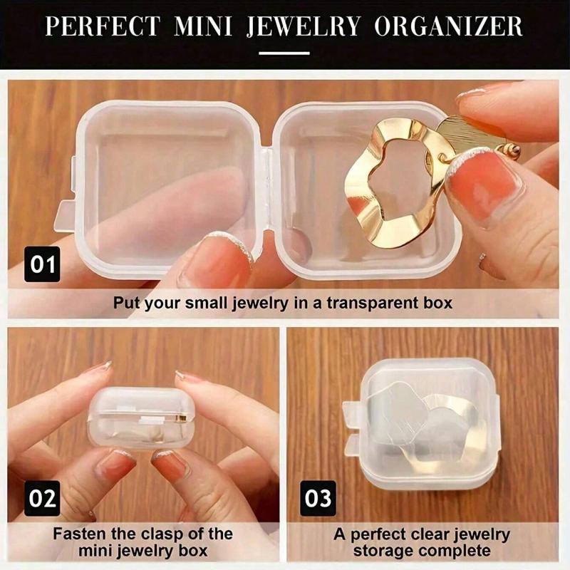 10PCSClear Jewelry Storage Box Portable Earplug Pill Storage Case Jewelry Beads Container Lid Multipurpose Organizer for Hardware Small Craft Gadgets