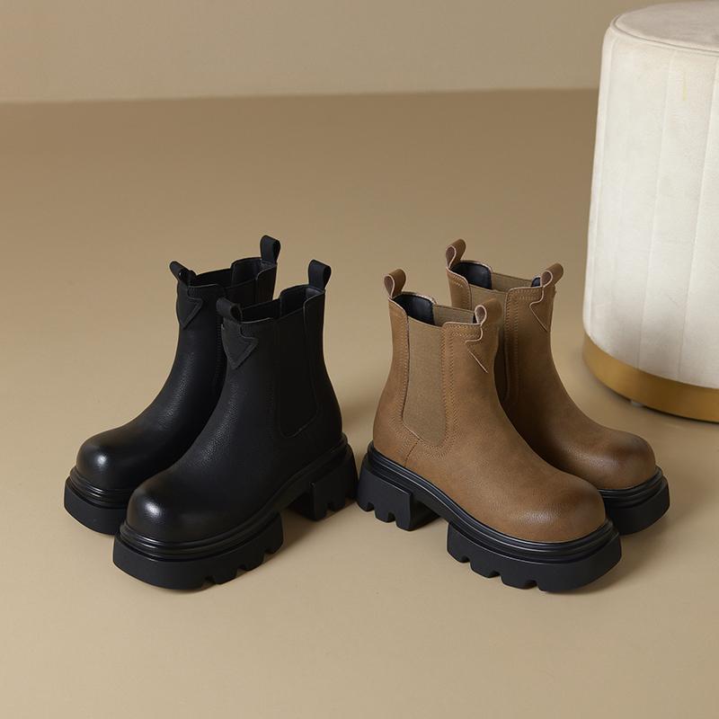 Fashion AIYUQI 2025 New Women's Chelsea Boots Thick-soled Slip-on Women Chimney Boots Large Size Fashion female Ankle Boots