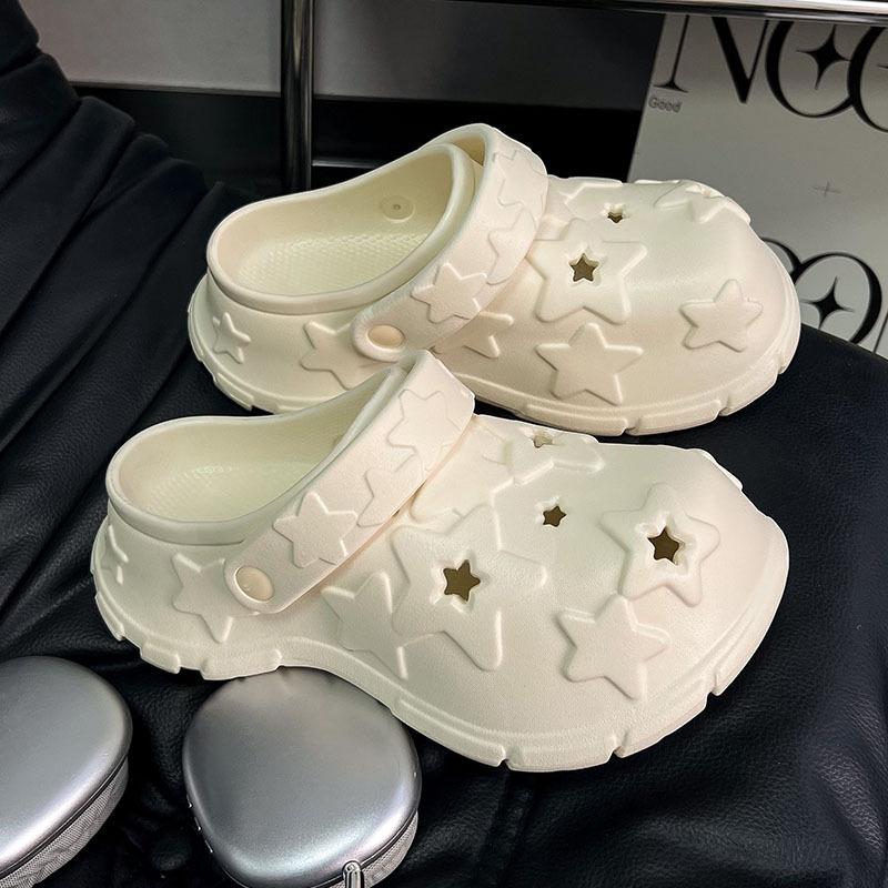 Fashion Women Fashion Clogs Summer Platform Slippers Cute Star Style Home Garden Shoes Thick Sole Girls Home Beach Slides Street Sandals