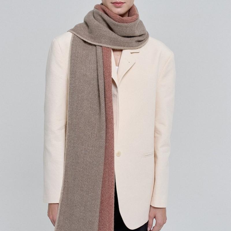 Dal Cashmere Herringbone Muffler Red