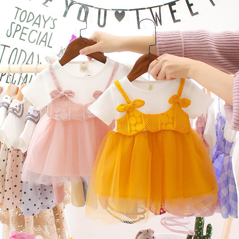 Girls Summer Short Sleeve Tulle Tutu Dress Princess Party Gown For Baby Kids Casual Cute Mesh Sundress