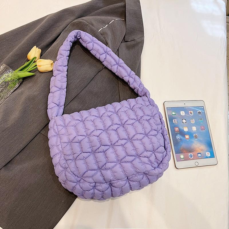 Pleated Cloud Bag Women's New Large-capacity Single-shoulder Cross-slung Woven Bubble Cotton Tote