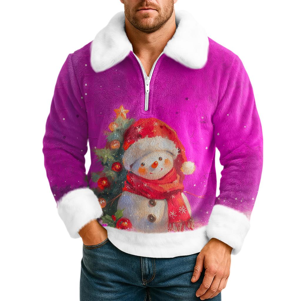 Pánská volnočasová mikina s polovičním zipem a kapucí s vyklápěcím límcem