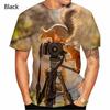 Fashionable Men Squirrel Print T-shirt Comfortable Loose Short Sleeved Creative Large Size T-shirt