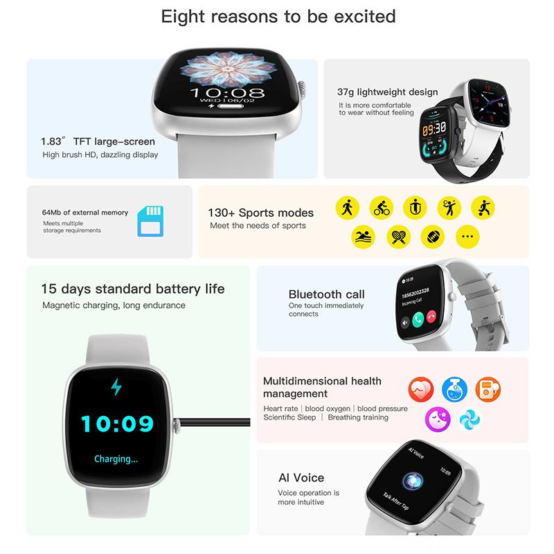 New VS10 Smartwatch Man Woman AI Voice Assistant Bluetooth Call Flashlight Compatible With Android IOS Smartwatch