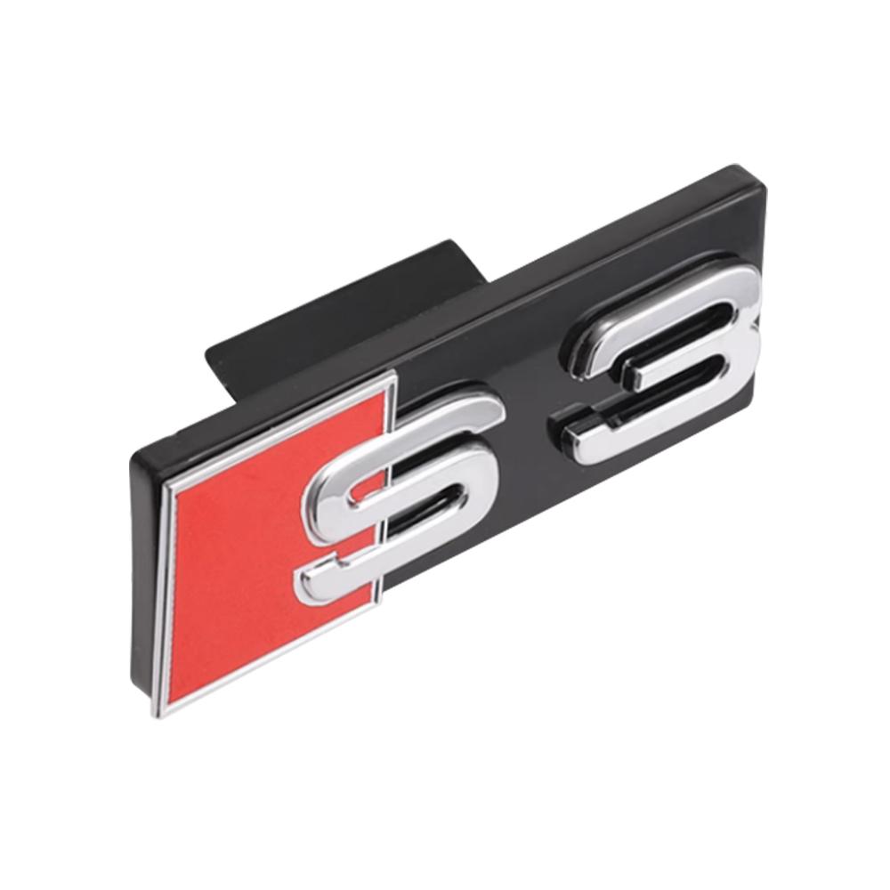 3D S3 S4 S5 S6 S7 S8 Logo ABS Car Front Grille Badge Sticekr Decoration For Audi SQ3 SQ5 SQ7 SQ8 W12 V6 RS3 RS4 RS5 RS6 RS7 RS8