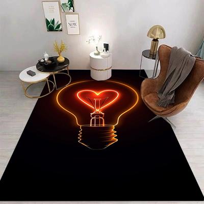 Neon Glühbirne Teppichmatte Teppich Herzform Leuchtendes Muster Modern Hintergrund Heimdekoration Wohnzimmer Schlafzimmer Fußmatte