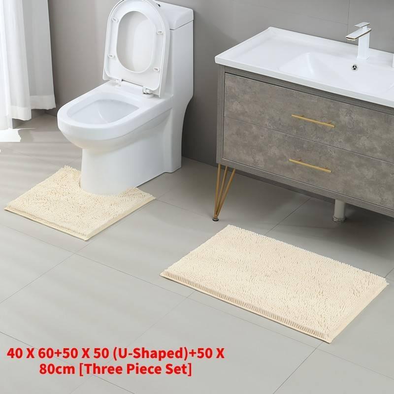 Mat Fashion Wool Comfortable Simple Toilet Bathroom Absorbent Set Threepiece