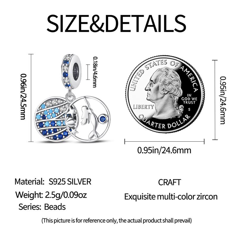 Original Charms Copper Blue Ocean Zircon Beads Fit Bracelet Women Jewelry Making Diy Gift