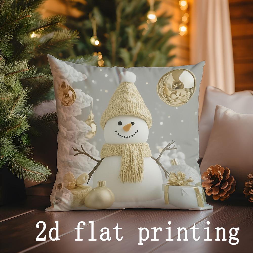 Christmas-themed Decorative Pillow Covers with Festive Figures Pattern Cushion Cover Suitable for Sofa Bedroom Car Pillow Cover