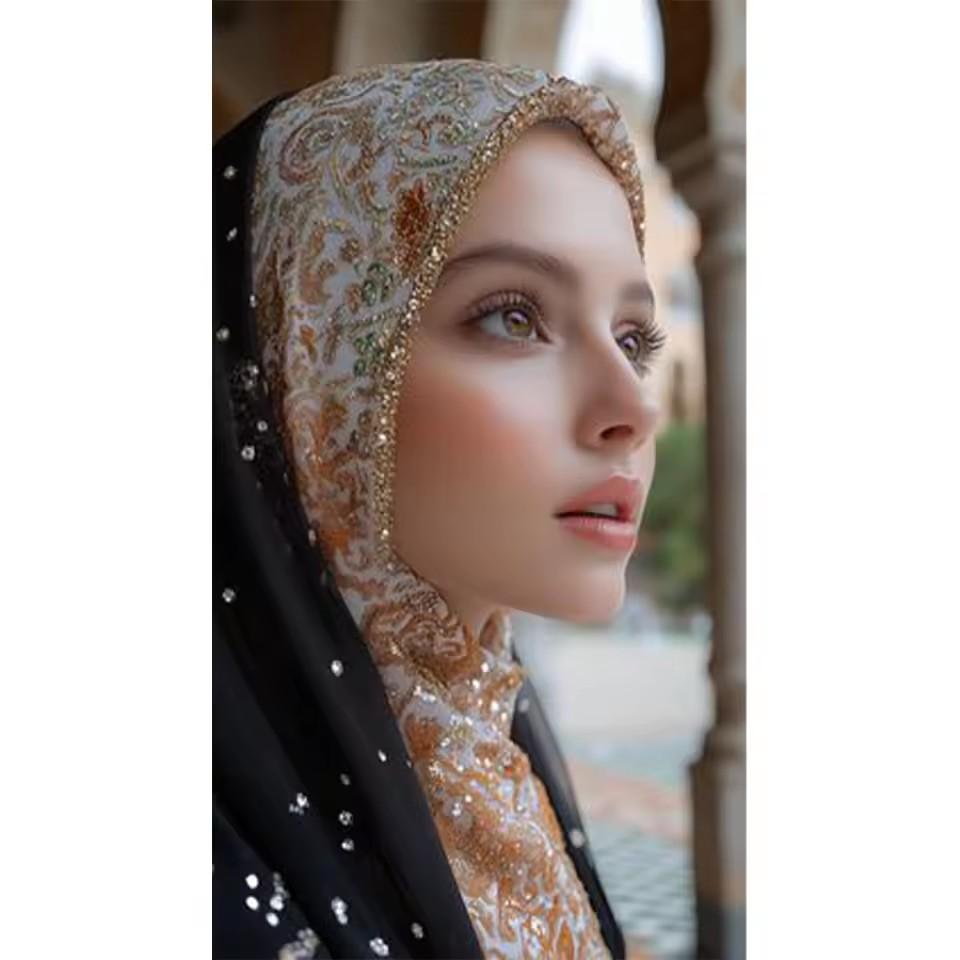 Headscarf Middle Eastern Women 5D Full Square Round Diamond Painting Art Mosaic Diy Cross Embroidery Kit Portrait Home Decor