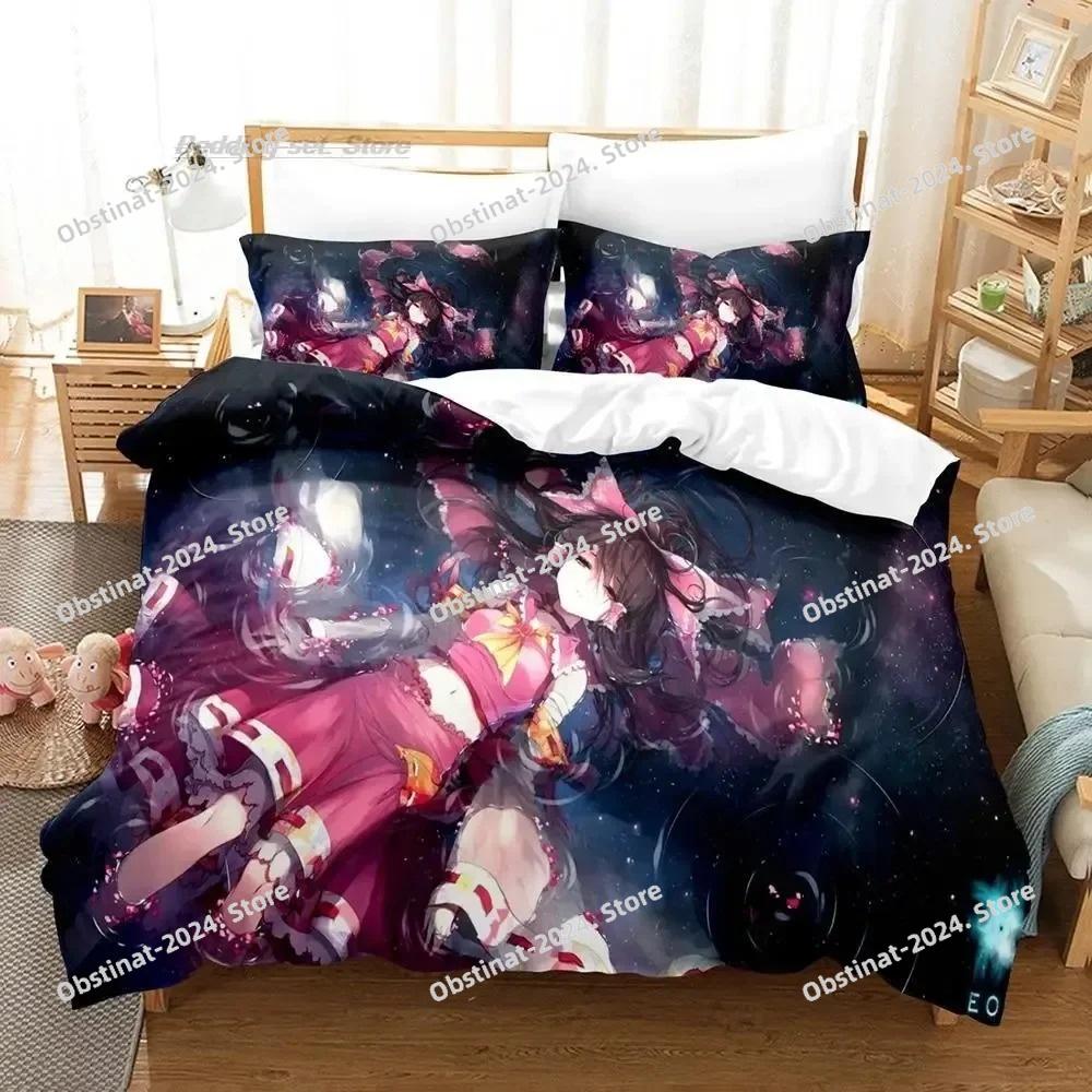 3D Print Kawaii Anime Touhou Project Bedding Set Single Twin Full Queen King Size Bed Set Adult Kid Bedroom Duvet Cover Sets