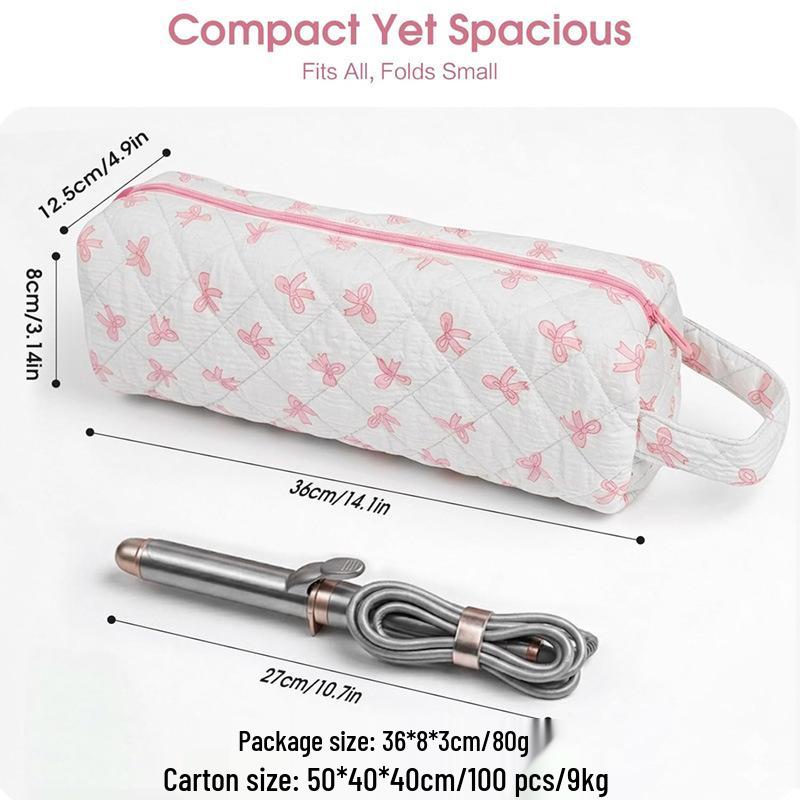 Bow Print Portable Hair Dryer & Curling Tool Travel Bag