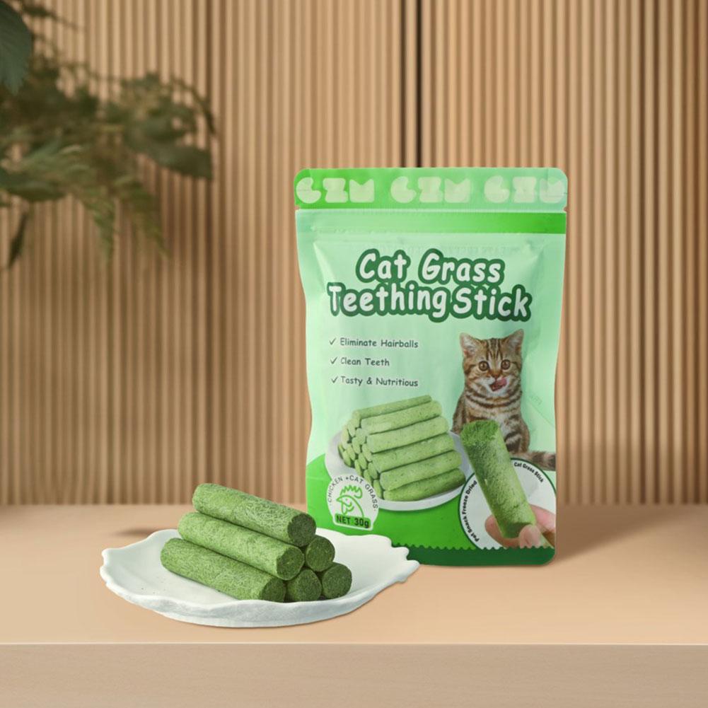 Katzen Gras Zähne Schleifstock Haustier Snacks Haarballen Entfernung Sanfte Haarreihe Essfertig Katzenbaby Katzen Zähne Reinigungsstäbchen