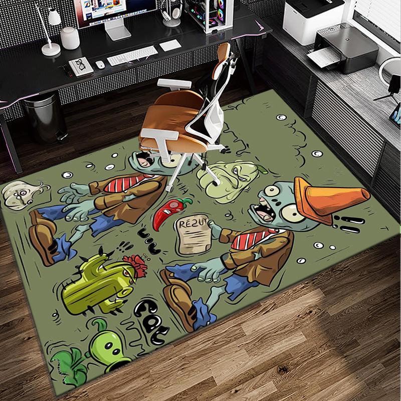 Vibrant Battle Zombies Office Rug Chair Mat, Game Carpet, Suitable for Front Door, Bedroom, Living Room, Desk, Holiday Gift