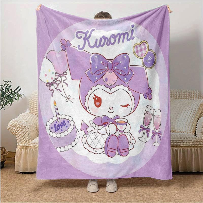 

1pc Cakes Kuromi s Sweet Celebration Blanket, Soft and Cozy Home Decor Gift for Friend, Suitable for All Seasons, Living Room, Travel, Camping, Car Bl 130x150cm