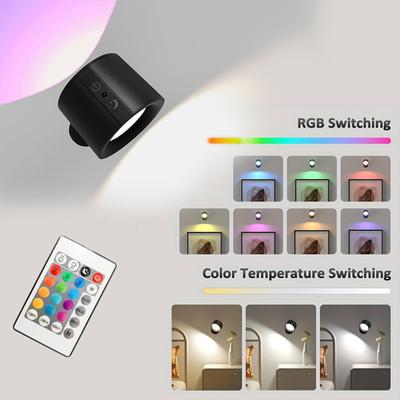 12 Colors Timeable Led Wall Lamp Touch Remote USB Recharge Rotatable Wireless Portable Night Light Bedside Bedroom Reading Lamp