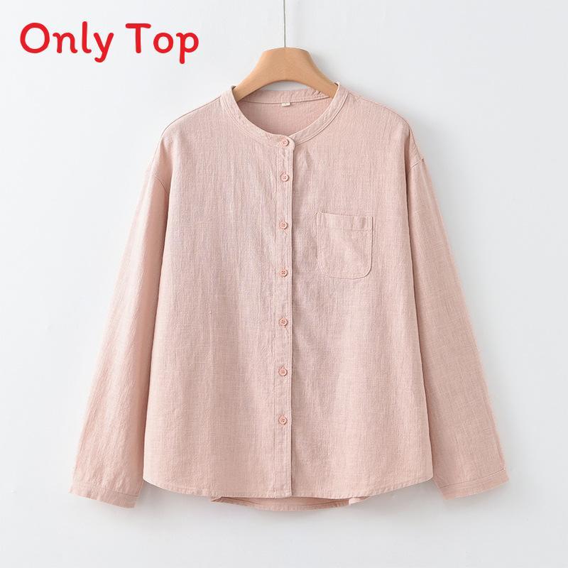 Casual Linen Shirt For Women With Mandarin Collar And Pockets Spring 2026