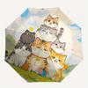1pc Seven Happy Cats Automatic Opening and Closing Umbrella, Lightweight 3-Fold, With Cute Cartoon Characters, Suitable for Home, Outdoor and Dai