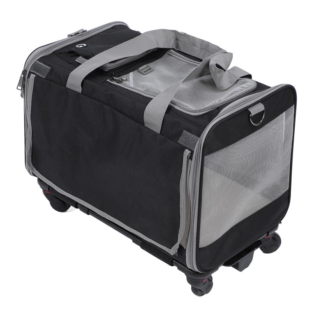 Hunde Katzen Transportbox mit Rädern Atmungsaktives 4-Netzfenster Tragbare Faltbare Haustiertransporttasche für Draußen