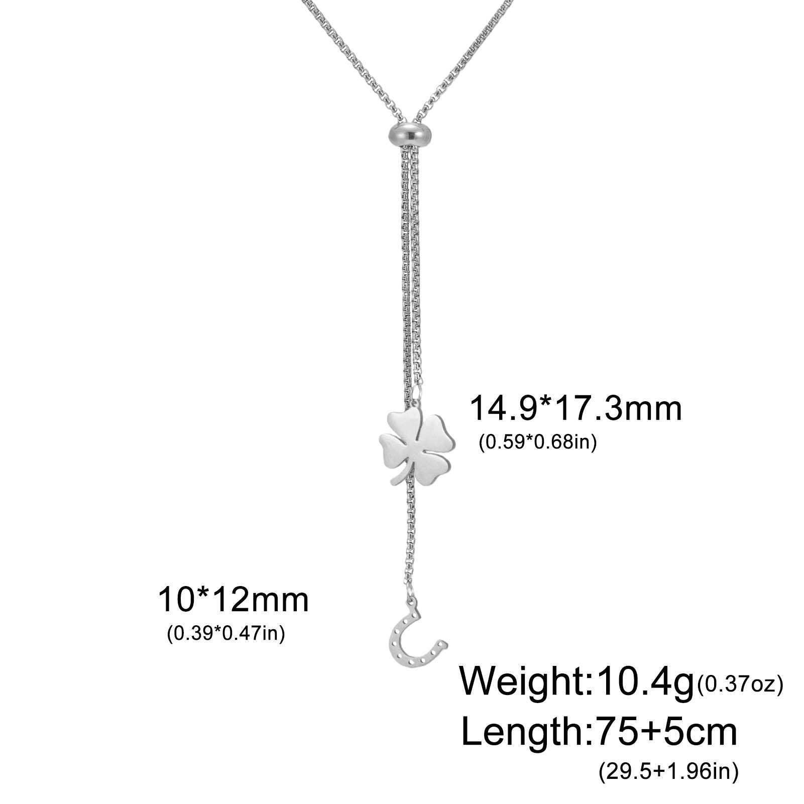 

Lucky Four Leaf Clover Horseshoe Pendant Necklace Women Stainless Steel Adjustable 75 cm Chain Choker Jewelry Mother s Day Gifts