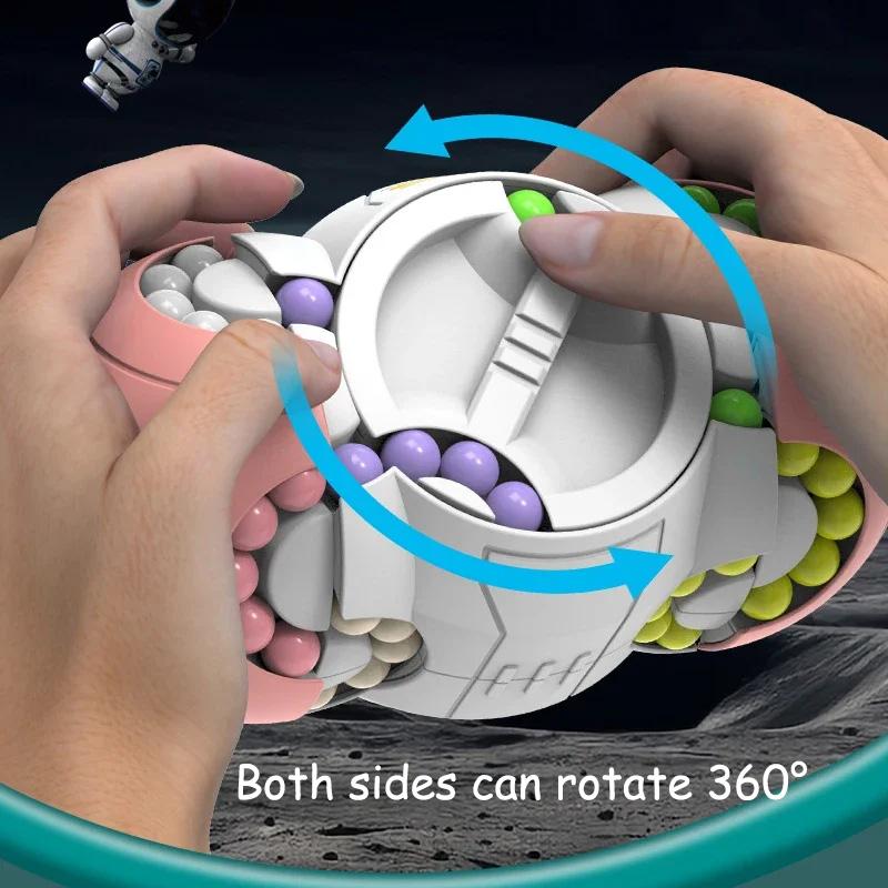 Eight-sided Rotation Finger Magical Bean Magic Cube Mind Brain Teaser Game Fingertip Fidget Toy Decompression Stress Relief Toys