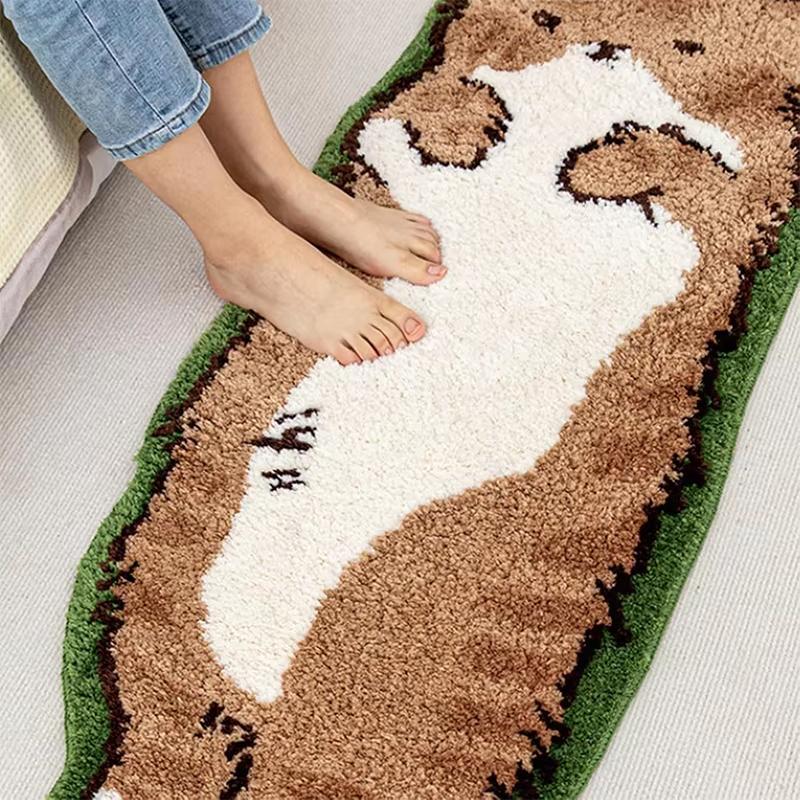 Cat Long Carpet Funny Fluffy Bedside Rugs Floor Mat Living Room Children'S Room Rug Washable Non-Slip Mat Home Decoration
