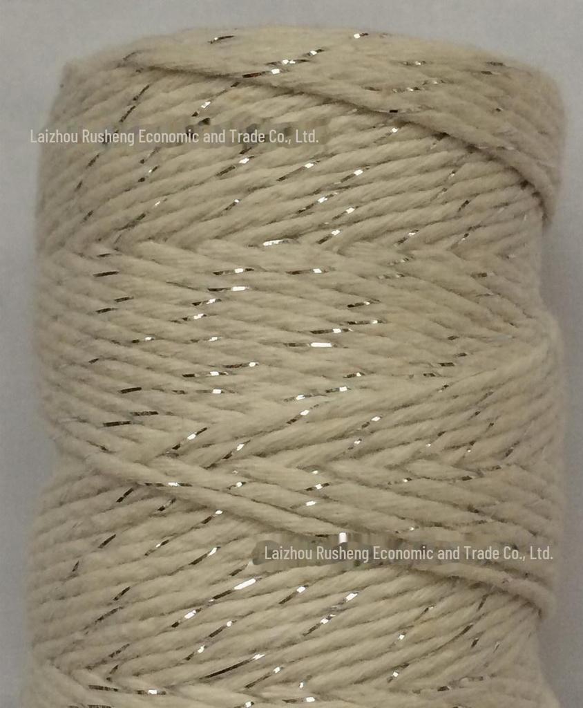 Gold, Silver & Copper Cotton Rope with Gold Thread and Multi-colored Cotton Rope - 100m.