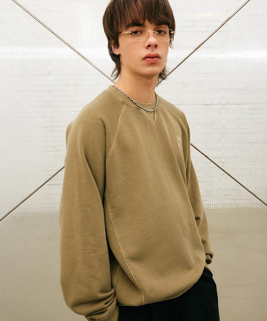 GAKKAI UNIONS Cut-Out Raglan Pigment Sweatshirt Olive