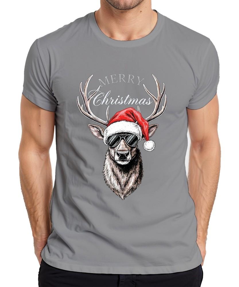 Reindeer Christmas Merry Christmas Santa Hat Sunglasses Unisexs Tshirt