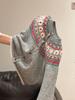 Women's Retro Fair Isle Color Block Knit Cardigan Jacket - Thickened, Autumn/Winter 2026 Edition