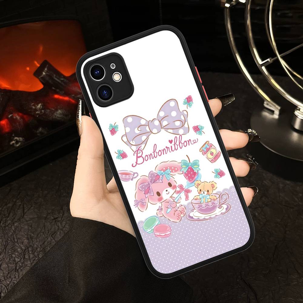 Cute Cartoon Bonbonribbon For IPhone 11 12 13 14 15 16 Pro Max Plus Matte Translucent Phone Cover
