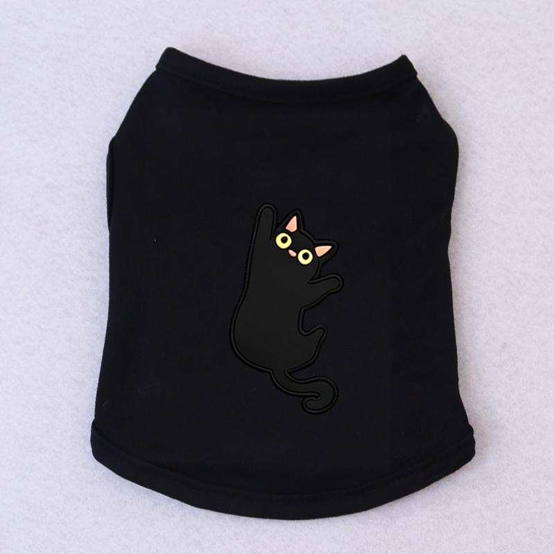 Halloween Pet Vest Cute Black Cat Cartoon Print Sleeveless Shirt Soft Breathable Costume For Kitten Puppy Party Daily Outfit