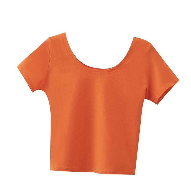 Korean Style Slim High-Waist Crop Top - Short Sleeve Belly Button Tee for Women