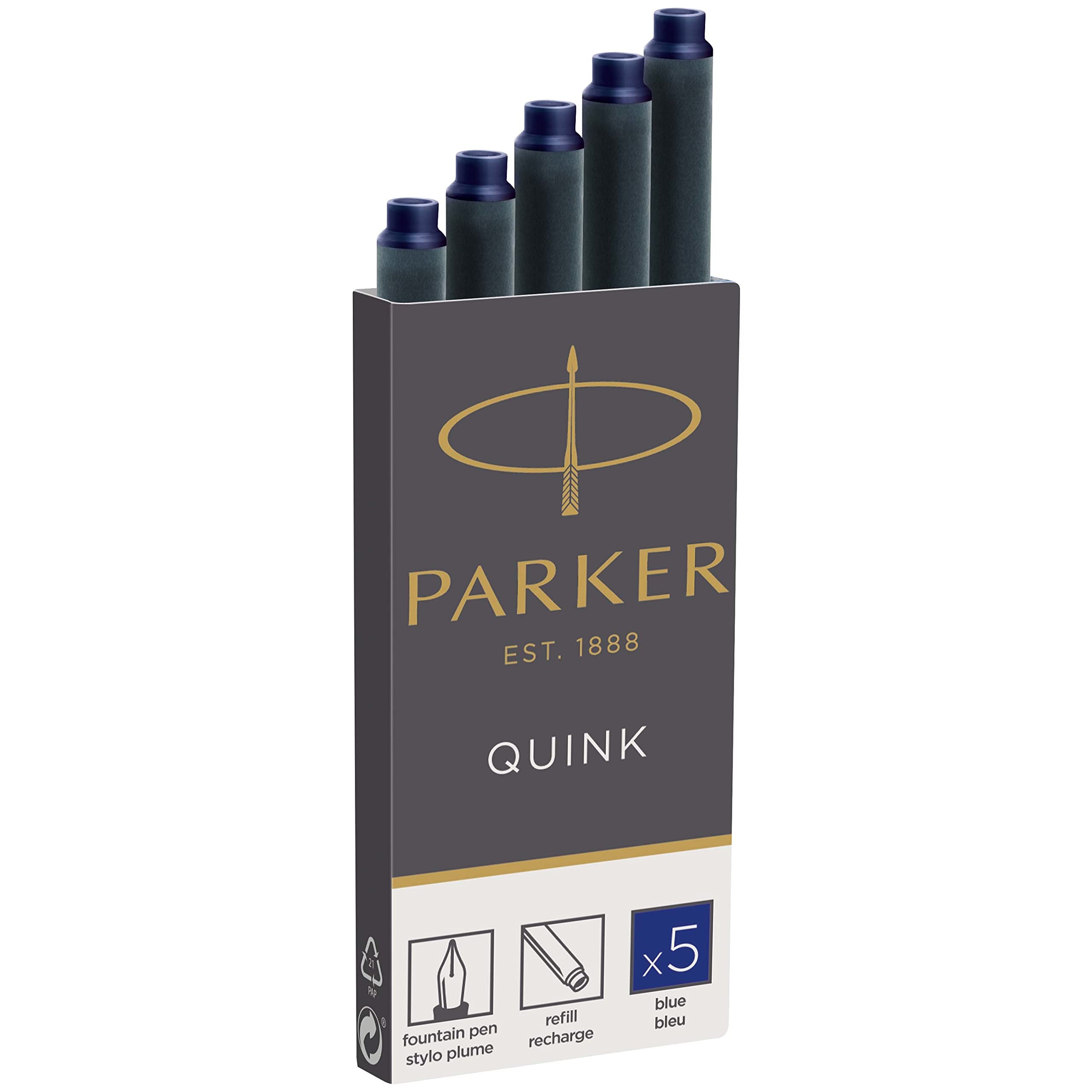 

PARKER Parker Quink Cartridge Cartridge Set of 5 Blue Genuine Imported Product 1950384 На водній основі синій
