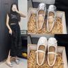Beautiful silver flat single shoes women's new summer skirt Mary Jane shoes ballet beanie shoes